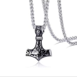 🐘 Men’s Viking Thor’s Hammer Pendant Necklace